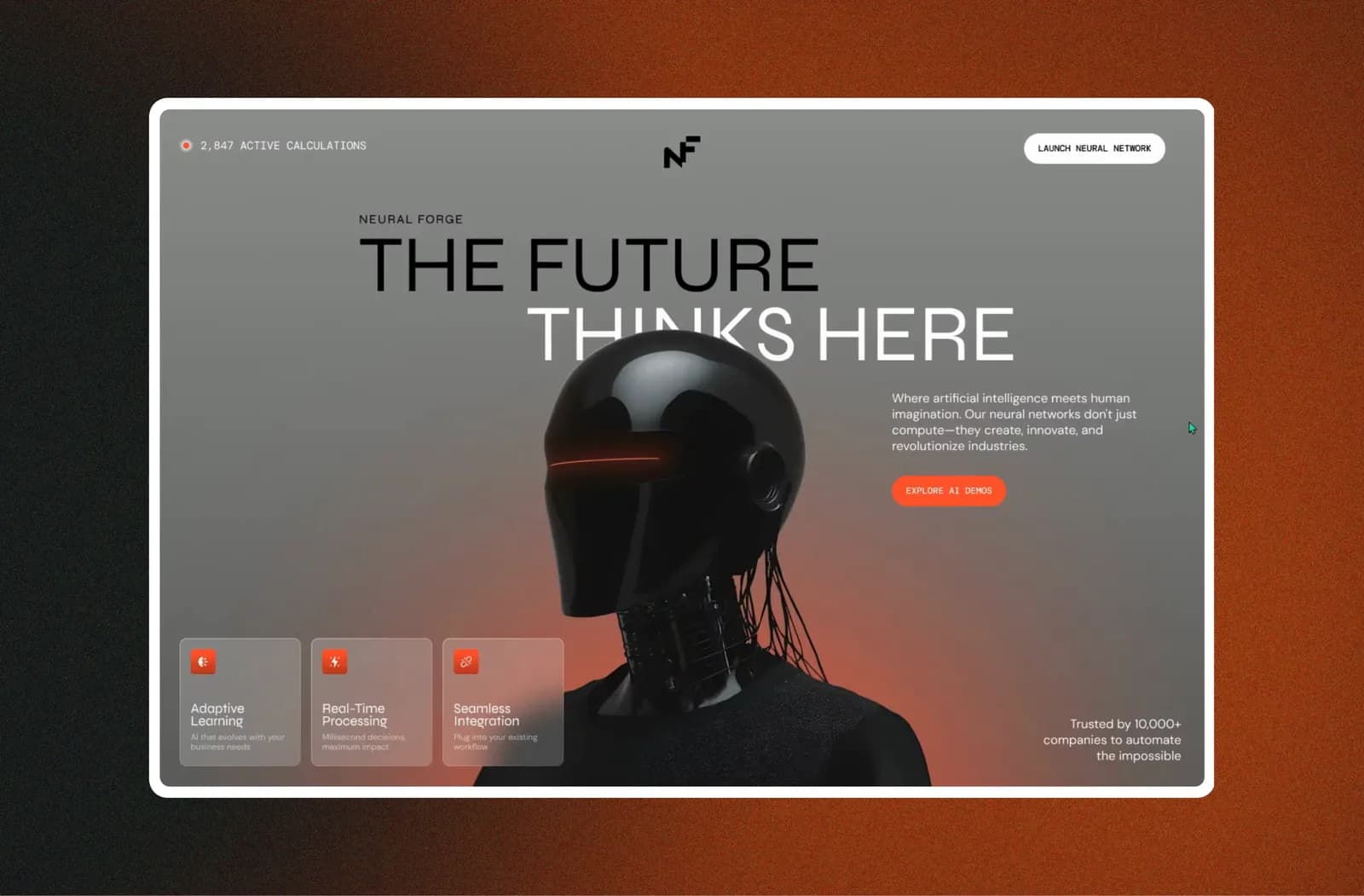 Neural Forge landing page hero design