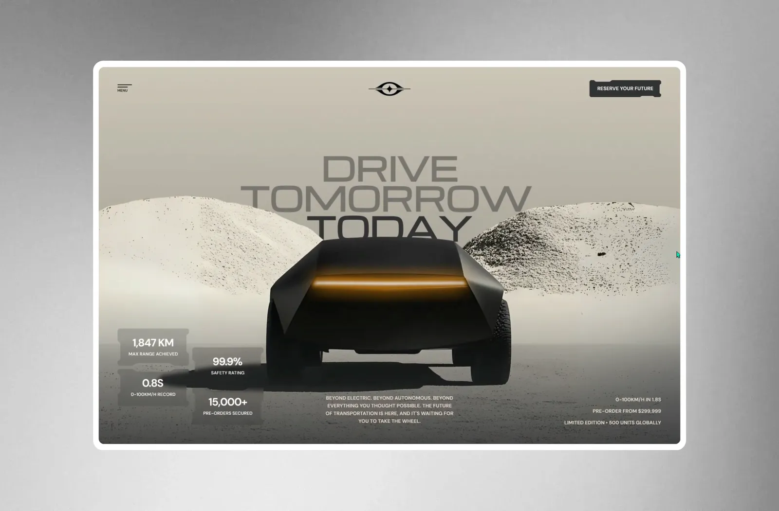 Nexus Motors landing page hero design